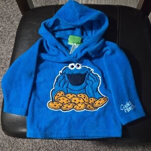 Seasame Workshop 2007 Vintage Blue Cookie Monster Hooded Sweater 18 Months